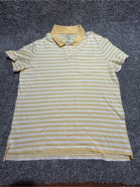 St. John's Bay Yellow and White Striped Polo men’s XL
